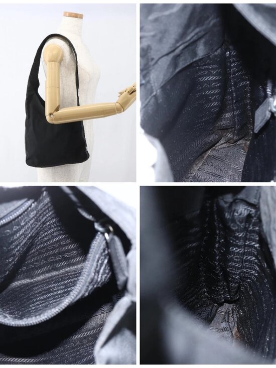 PRADA Shoulder Bag Nylon Black Silver - Picture 14 of 14